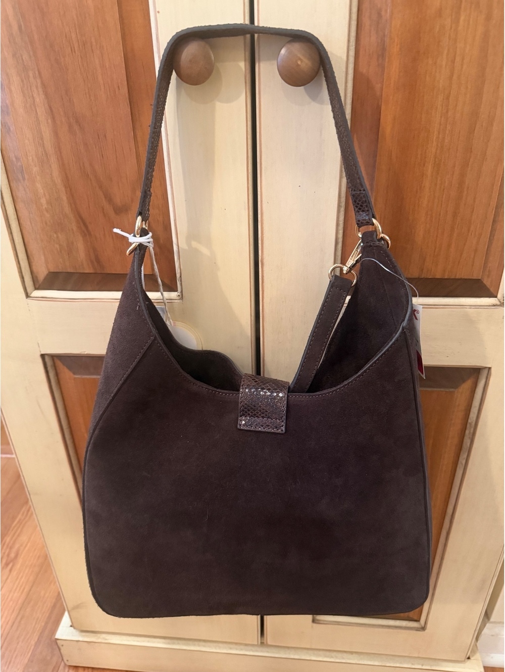 Viola Castellani Genuine Leather Brown Suede Shoulder Bag Made in Italy - Picture 8 of 8